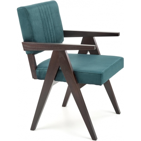 Stylowe Krzesło drewniane vintage Memory Velvet ciemny zielony/heban Halmar do salonu