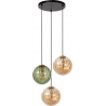 Monsaraz green&amp;amber glass 3-balls pendant lamp Lucide