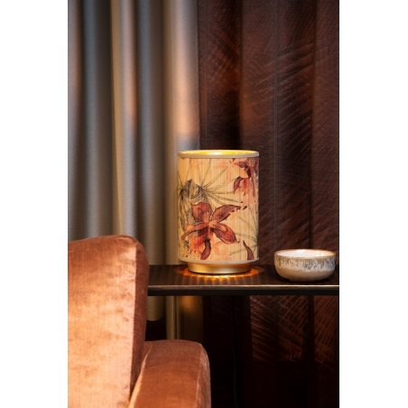Lampa stołowa bambusowa z dekoracyjnym abażurem Tanselle Lucide