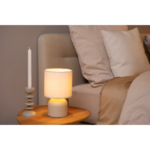 Woolly cream table lamp with shade Lucide