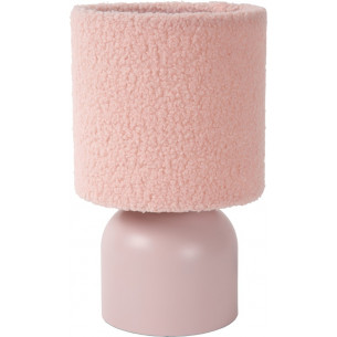 Woolly pink table lamp with shade Lucide