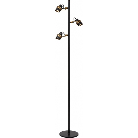 Lampa podłogowa z reflektorkami Tundran czarno-mosiężna Lucide