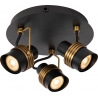 Tundran III black&amp;brass triple ceiling spotlight Lucide