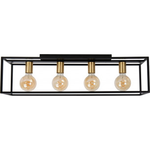 Ruben 80cm black&amp;brass loft wire ceiling lamp Lucide