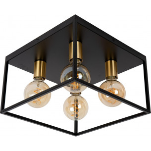 Ruben 36x36cm black&amp;brass loft wire ceiling lamp Lucide