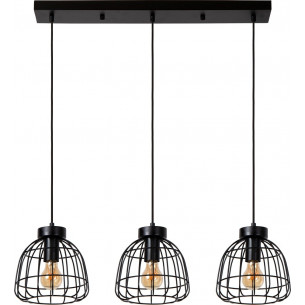 Filox 80cm black wire pendant lamp with 3 shades Lucide