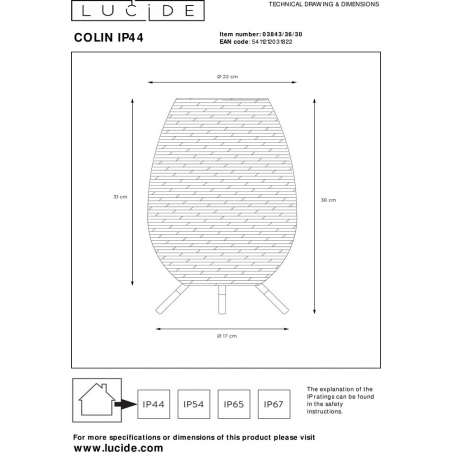 Lampa ogrodowa boho Colin 36cm czarnaLucide