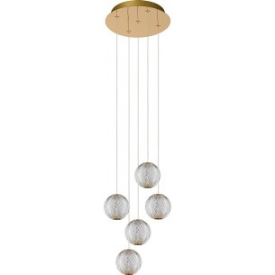 Cintra V 32cm transparent&amp;brass glamour pendant lamp Lucide