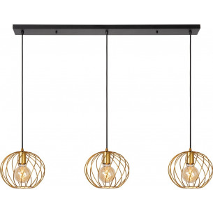 Danza 130cm matt gold 3 wire balls pendant lamp Lucide