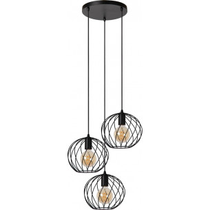 Lampa wisząca 3 druciane kule Danza 50cm czarna Lucide