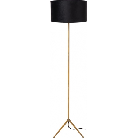 Stylowa Lampa podłogowa trójnóg z abażurem Tondo czarny/mosiądz Lucide do salonu i sypialni