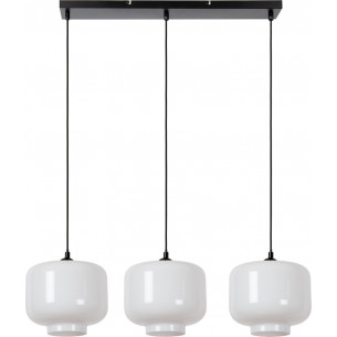 Medine III 90cm white glass pendant lamp on strip Lucide