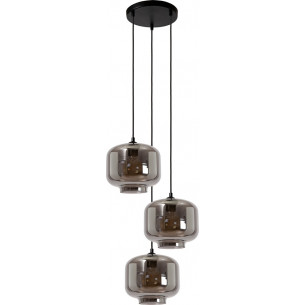 Medine III 46cm smoked glass triple glass pendant lamp Lucide