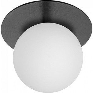 Borra 15cm white&amp;black glass sphere ceiling lamp Ummo