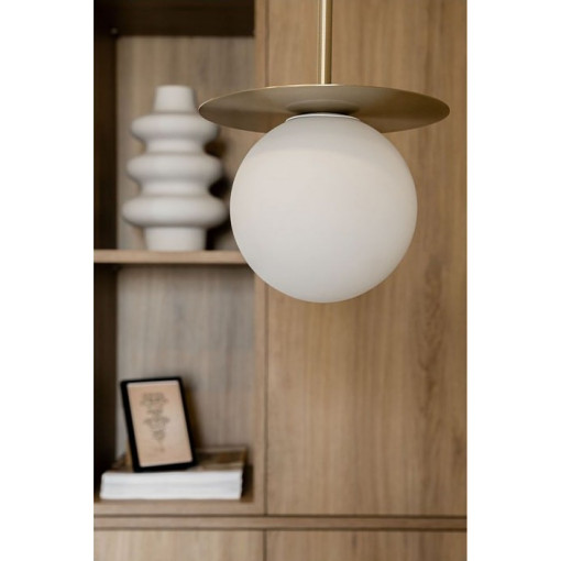 Borra 20cm white&amp;brass glass globe pendant lamp Ummo