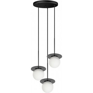 Lampa 3 wiszące szklane kule Borra 30cm biało-czarna Ummo