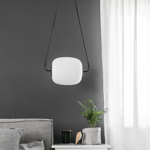 Lampa wisząca szklana designerska Epli 30cm biało-czarna Ummo