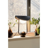 Erter black glass table lamp on wooden base Ummo