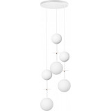Oio III white&amp;gold pendant lamp glass balls with wood Ummo