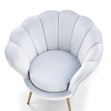 Amorino light blue upholstered shell armchair with gold legs Halmar