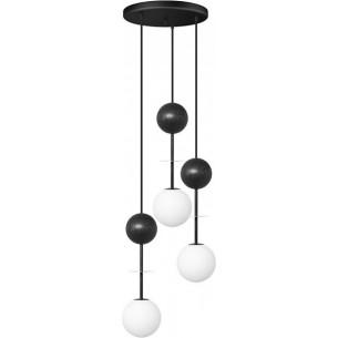 Oio III white&amp;black&amp;gold pendant lamp glass balls with wood Ummo