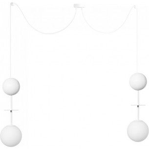 Oio II white spider pendant lamp with glass spheres Ummo