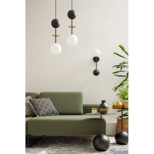 Oio II white&amp;black&amp;gold spider pendant lamp with glass spheres Ummo