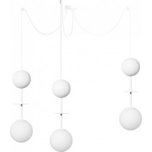 Oio III white spider pendant lamp with glass spheres Ummo