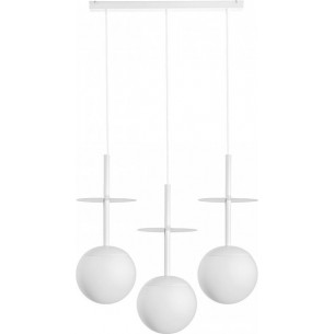 Plaat A 130cm white pendant lamp with 3 glass globes Ummo