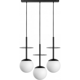 Plaat A 130cm white&amp;black pendant lamp with 3 glass globes Ummo