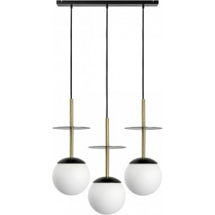 Plaat A 130cm white&amp;black&amp;gold pendant lamp with 3 glass spheres Ummo