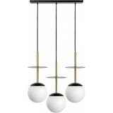 Plaat A 130cm white&amp;black&amp;gold pendant lamp with 3 glass spheres Ummo
