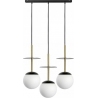 Plaat A 130cm white&amp;black&amp;gold pendant lamp with 3 glass spheres Ummo