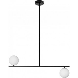 Suguri CL 90cm white&amp;black ceiling lamp with 2 glass spheres Ummo