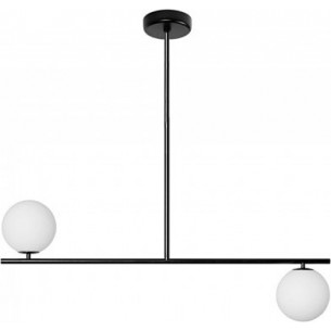 Suguri CM 90cm white&amp;black ceiling lamp with 2 glass globes Ummo