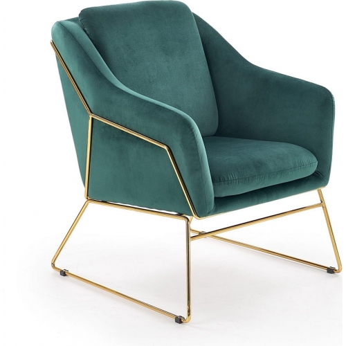 Soft III dark green upholstered armchair with gold legs Halmar