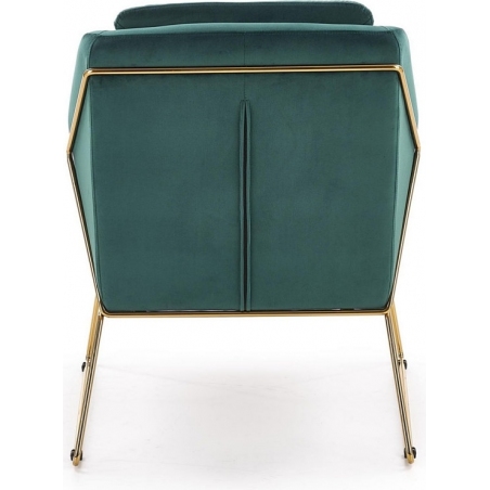 Designerski Fotel ze złotymi nogami tapicerowany Soft III Ciemnozielony Halmar do salonu i sypialni.