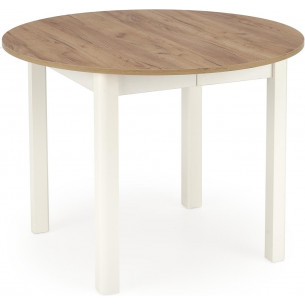 Ringo 102cm oak craft&amp;white round extendable table Halmar