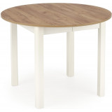 Ringo 102cm oak craft&amp;white round extendable table Halmar