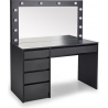 Hollywood XL 120x55cm black mirror vanity table with drawers Halmar