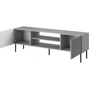 Asensio 180x42cm grey fluted tv cabinet on legs Halmar 2