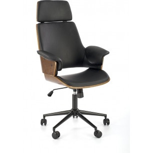 Weber walnut&amp;black eco-leather office armchair Halmar