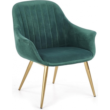 Elegance II dark green upholstered armchair with gold legs Halmar