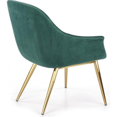 Elegance II dark green upholstered armchair with gold legs Halmar