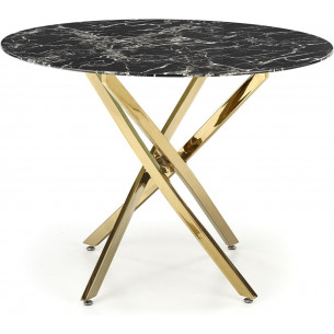 Raymond 100cm black marble&amp;gold glamour glass table Halmar