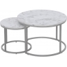 Paola white marble&amp;silver glamour set of coffee tables Halmar