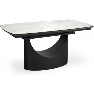 Osman 160x90cm white marble&amp;black modern extendable table Halmar