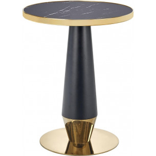 Molina 59cm black marble&amp;black&amp;gold glamour table on one leg Halmar