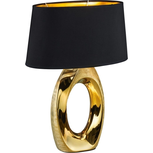 [OUTLET] Lampa stołowa glamour z abażurem Taba 38 Czarny/Złoty Reality