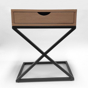 [OUTLET] Liz oak&amp;black bedside table with drawer 2